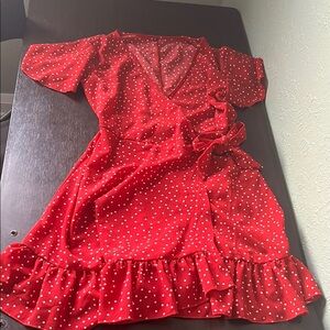 Red Polka Dot Wrap Dress